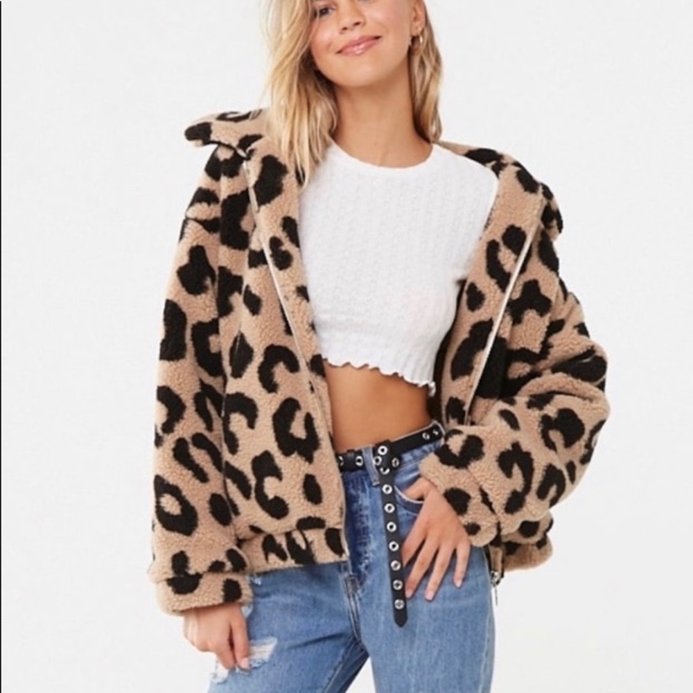 Leopard print Sherpa jacket